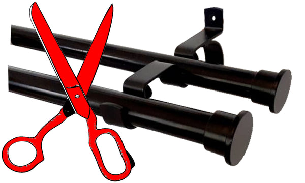 Cut-to-Size Double Curtain Rods, 25mm Black 1.0m-6.0m