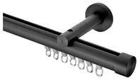 Channel Curtain Rod 28mm Black, for Free Flow Curtains