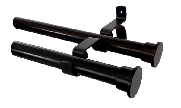 Double Curtain Rods, 25mm Black 1.0m-6.0m