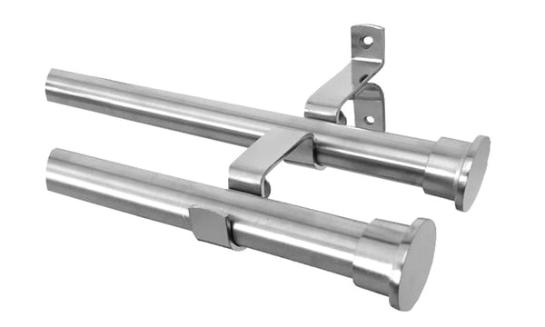 Double Curtain Rods, 25mm Stainless 1.0m-6.0m